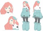  bad_id blue_eyes character_sheet flat_color highres pantyhose red_hair redhead simple_background suehiro turnaround 