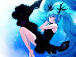  barefoot blue_eyes blue_hair dress hatsune_miku lace legs long_hair naka_53 shinkai_shoujo_(vocaloid) solo twintails very_long_hair vocaloid water 