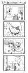  angry bald beard blush blush_stickers boxing_gloves chibi comic eyepatch facial_hair highres imagining long_hair monochrome ookami-san ookami-san_to_shichinin_no_nakamatachi ookami_ryouko punching_bag shirosame translated 