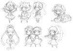  aki_minoriko aki_shizuha ascot backpack bag cellphone chibi crossed_arms food food_as_clothes front_ponytail fruit grapes hair_ribbon hat himekaidou_hatate holding_hands inubashiri_momiji jon_henry_nam kagiyama_hina kawashiro_nitori kazami_yuuka long_skirt monochrome notebook phone pom_pom_(clothes) ribbon shameimaru_aya sketch skirt standing_on_one_leg sweatdrop sword tokin_hat touhou traditional_media twintails v_arms vest weapon wink wrench 