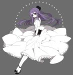  guilty inazuma_eleven kudou_fuyuka long_dress long_hair purple_eyes purple_hair shoes simple_background thigh-highs thighhighs violet_eyes 