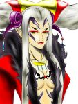  breasts cleavage dress earrings facial_markings final_fantasy final_fantasy_viii grey_hair jewelry lips lipstick necklace pointy_ears solo ultimecia yellow_eyes 
