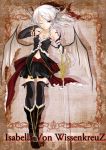 female nanahara_fuyuki original red_eyes solo sword thighhighs vampire weapon white_hair wings 