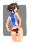  antenna_hair ass black_eyes black_hair idolmaster kikuchi_makoto looking_back sports_bikini swimsuit youhei_(testament) 