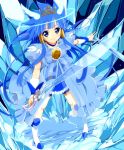  1girl aoki_reika bike_shorts blue_eyes blue_hair cure_beauty hair_tubes head_wings ice ice_sword long_hair magical_girl precure princess_form_(smile_precure!) smile smile_precure! solo sword tiara wara_(warapro) weapon 