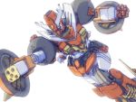  fist gasshin_sentai_mechander_robo mecha mechander_robo oprince shield simple_background solo spikes 