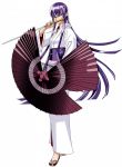 blue_eyes busujima_saeko highschool_of_the_dead japanese_clothes kimono long_hair purple_hair solo sword vector_trace weapon 