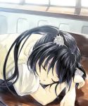  bad_id cat_ears closed_eyes highres k-on! keito_(kazamatuli) nakano_azusa school_uniform senoo_aoi sleeping solo sweater_vest window 