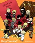  alucard_(hellsing) animal_ears beanie blonde_hair box cross dog dog_ears enrico_maxwell food gift glasses gun hat heinkel_wolfe hellsing integra_hellsing jan_valentine knife luke_valentine major_(hellsing) monocle necktie pip_bernadotte pip_bernardotte pizza schrodinger seras_victoria sunglasses sword takaki_yumiko trench_coat walter weapon yumie_takagi 