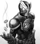  kamen_rider kamen_rider_ooo kamen_rider_ooo_(series) masn_(moxi) medal monochrome moxi o_medal 