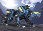  armor blitz_panther cannon gun mecha mountain no_humans original panther scenery weapon zoids 