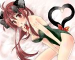  bow breasts cat_ears cat_tail cleavage hair_bow heart heart_tail kaenbyou_rin kittysuit lingerie long_hair multiple_tails red_eyes red_hair redhead tail touhou tsubaki_haru underwear 