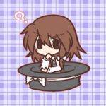  brown_hair chibi fushigi_ebi hat hat_basket hat_removed headwear_removed in_container solo thinking touhou usami_renko 