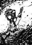  hat monochrome open_mouth rod_of_remorse shikieiki_yamaxanadu shirayuki_mutsumi short_hair solo touhou 