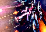  battle beam_rifle cannon explosion gun gundam gundam_unicorn jegan mecha rezel rezel_comander rezel_commander_type rgz-95 rgz-95c shield space weapon zero_gravity 