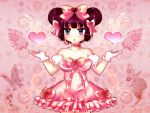  bow choker dress flower gloves hair_bow heart pink vocaloid vy1 wings 