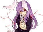  blazer bunny_ears gun kazeharu long_hair necktie pov_aiming purple_hair rabbit_ears red_eyes reisen_udongein_inaba touhou weapon 