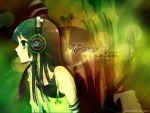  altered_background bare_shoulders dj headphones itou_noiji k-on! long_hair photoshop techno wallpaper watermark 