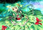  butterfly dress gloves green_hair pink_eyes pokemon ribbons 