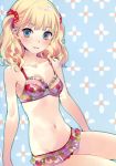  bikini blonde_hair bra frilled_bikini frills highres kishida_mel lingerie navel original panties simple_background swimsuit underwear 