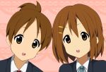  brown_eyes brown_hair hairclip hirasawa_ui hirasawa_yui k-on! ponytail school_uniform short_hair sisters 