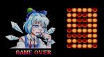  bandages blue_eyes blue_hair bow cirno game_over hair_bow injury parody short_hair solo street_fighter surfking tears torn_clothes touhou wings ⑨ 