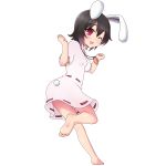  barefoot blush carrot feet highres inaba_tewi naze open_mouth smile touhou transparent_background wink 