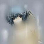  blurry face lui neon_genesis_evangelion nude red_eyes short_hair sketch 