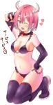  1girl aidou_rumi attsun_(atsushi_jb) boots cosplay demon_girl navel original pink_hair seishun_scrap! thigh-highs winking 
