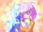  blue_hair blush cirno closed_eyes heart hug letty_whiterock long_hair purple_hair touhou yurume_atsushi 