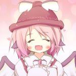  ^_^ blush_stickers boxinhev chibi close-up closed_eyes face fang happy hat mystia_lorelei open_mouth pink_hair smile solo touhou 