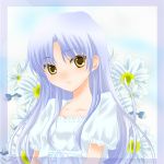  blue_hair brown_eyes dress flower long_hair sinko tachibana_kanade 