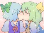  blue_hair cirno closed_eyes daiyousei kiss multiple_girls mutual_yuri narumi narumi_(momo27) short_hair touhou yuri 