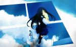  blue_eyes blue_hair clouds fujiwara_warawara long_hair scenic sky 