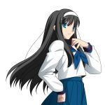  black_hair blue_eyes long_hair melty_blood school_uniform takeuchi_takashi tohno_akiha tsukihime vector_trace 