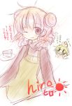  blush hidamari_sketch hiro miyako pink_hair smile translated translation_request wink yurume_atsushi 