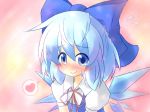  blue_hair blush bow cirno hair_bow hat heart smile speech_bubble spoken_heart touhou wings yurume_atsushi 