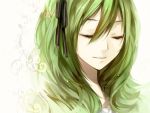  alternate_hairstyle aoshiki closed_eyes eyelashes face green_hair hatsune_miku light_smile lips long_hair smile solo vocaloid 