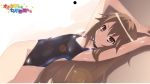  brown_eyes brown_hair competition_swimsuit flat_chest highres jet_(artist) jet_yowatari long_hair one-piece_swimsuit ookami-san ookami-san_to_shichinin_no_nakamatachi ookami_ryouko solo swimsuit very_long_hair 