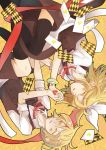  card falling_card hair_ribbon heart heart_card hitobashira_alice_(vocaloid) kagamine_len kagamine_rin leopardtiger ribbon short_hair siblings thighhighs twins vocaloid 