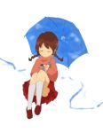  closed_eyes kneehighs madotsuki pink_sweater red_shoes skirt socks umbrella yume_nikki 