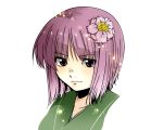  colored face flower hair_flower hair_ornament hieda_no_akyuu maita purple_hair serious short_hair touhou yoru_suzu 