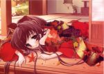  brown_eyes brown_hair highres itou_noiji japanese_clothes kimono komorebi_ni_yureru_tamashii_no_koe long_hair ponytail soft_beauty wallpaper 