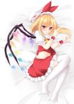  flandre_scarlet hat highres kazami_chiu ponytail red_eyes short_hair side_ponytail solo thighhighs touhou wings 