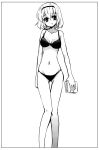  bikini book hairband highres monochrome short_hair swimsuit takara_akihito thigh_gap touhou 