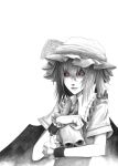  azelye hane_(azelye) hat monochrome red_eyes remilia_scarlet skull spot_color touhou traditional_media wings 