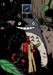  corn crossover forest ghibli grin hellboy hellboy_(comic) nature oldwillow parody shide shimenawa shrine smile studio_ghibli style_parody tonari_no_totoro totoro tree 