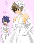  crossdressinging dress formal gien hat hongo_kazuto koihime_musou mali suit translation_request wedding_dress 