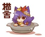  cat_ears gurageida omikuji purple_hair tail touhou translated yasaka_kanako 