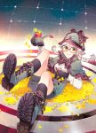  braid glasses gloves hat nardack original pipe silver_hair solo twin_braids twintails yellow_eyes 